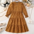 thumbnail image 5 of Mikilon Girls Long Sleeve Dress Tween Fall Formal Party Holiday Midi Tiered Flowy Swing Dresses with Belt 8-13 Years, 5 of 9