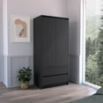 thumbnail image 2 of DEPOT E-SHOP Palmer 2 Drawers Armoire, Wardrobe Closet with Hanging Rod, Black, 2 of 5