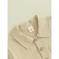 thumbnail image 4 of Toddler Boy Summer Cotton Linen Outfits Solid Color Short Sleeve Button Down Shirt Tops with Shorts, 4 of 8