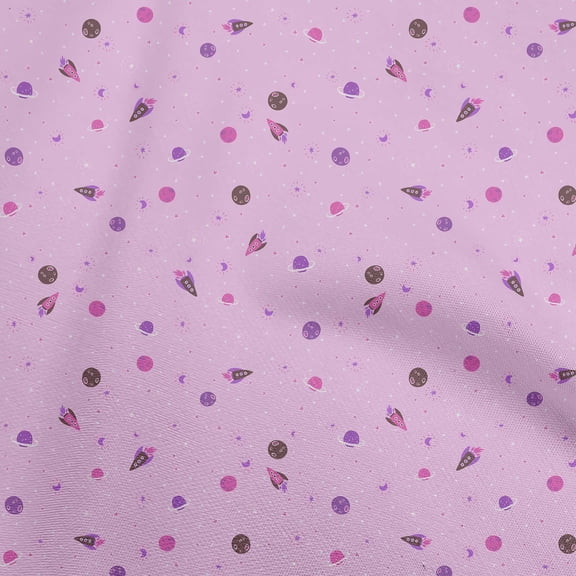 oneOone Polyester Spandex Mauve Fabric Kids Space Diy Clothing Quilting Fabric Print Fabric By Yard 56 Inch Wide