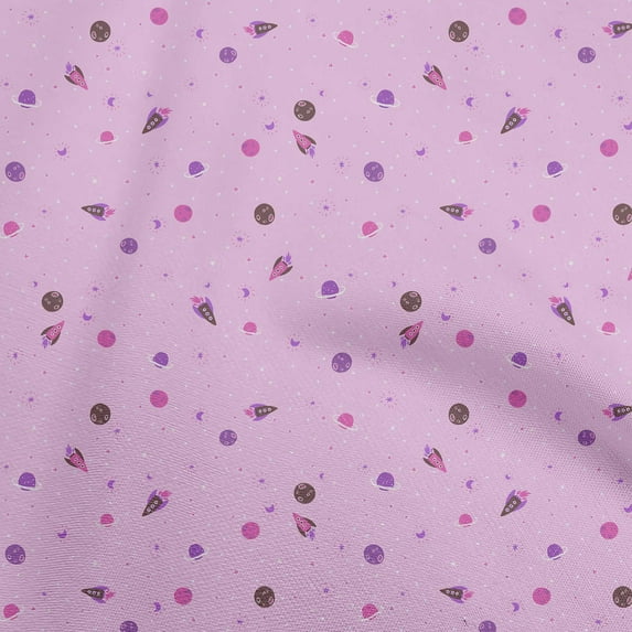 oneOone Cotton Jersey Mauve Fabric Kids Space Fabric For Sewing Printed Craft Fabric By The Yard 58 Inch Wide