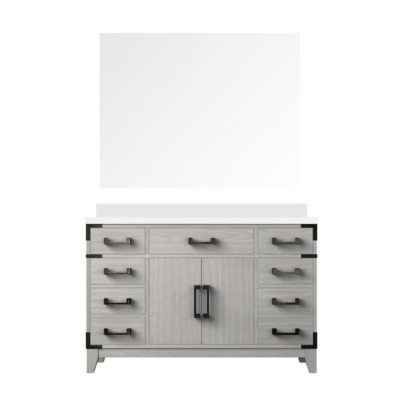 Harbor 48 in W x 22 in D White Oak Single Bath Vanity, Cultured Marble Top and 46 in Mirror