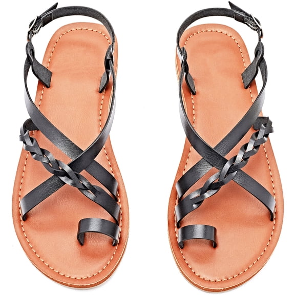 Ataiwee Women's Flat Slide Sandals - Fashion Casual Braided Toe Ring Cute Summer Shoes.