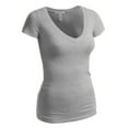 thumbnail image 2 of Essential Basic Women's Plain Short Sleeve V Neck T Shirts - 2Pk - H Gray, H Gray, 3XL, 2 of 2