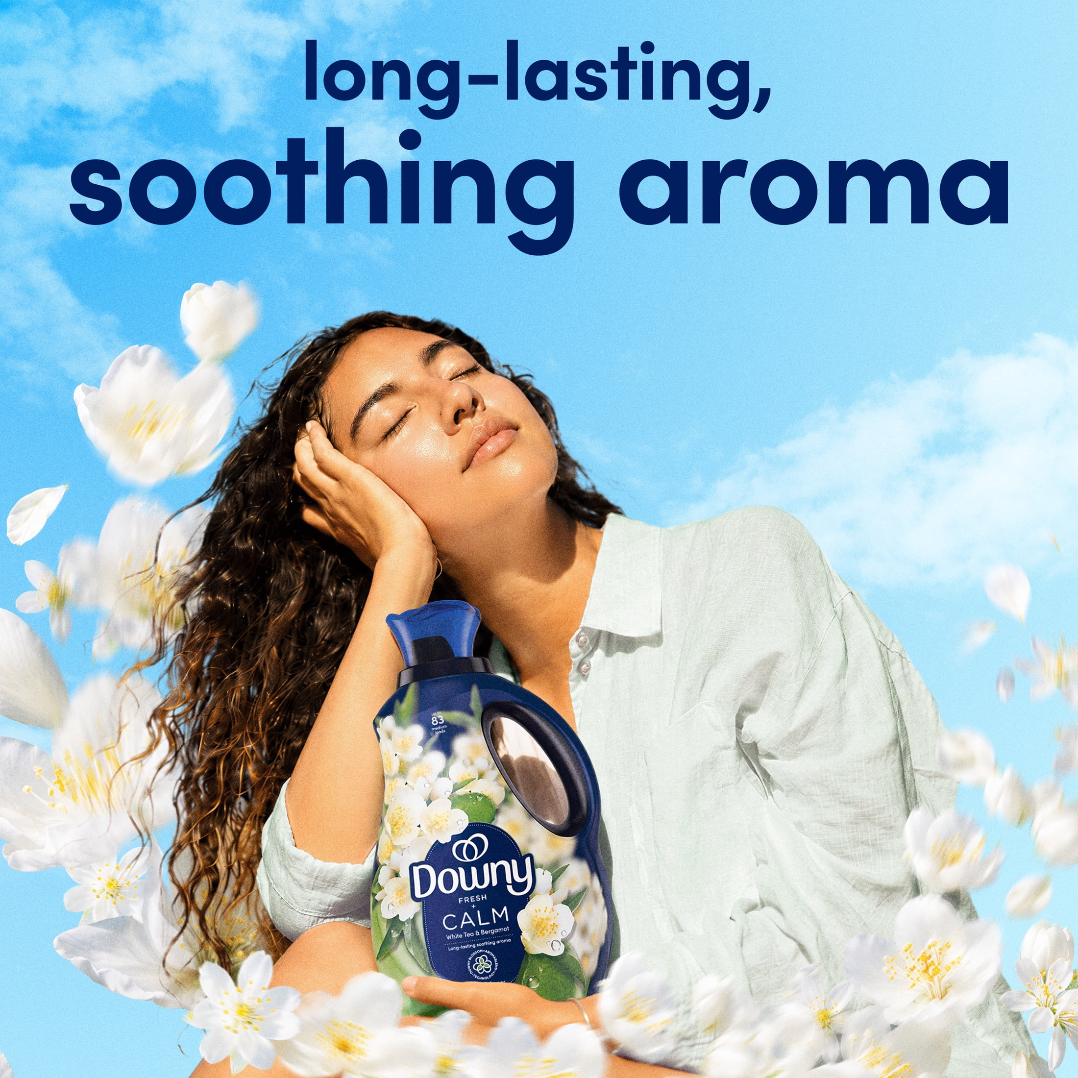 Downy Calm Liquid Fabric Softener, White Tea and Bergamot scent, 26 fl oz, 39 Loads