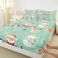 thumbnail image 3 of Feelyou Santa Claus Child Queen Sheet Sets, Merry Christmas Flat Sheet, Kawaii Cartoon Style Queen Fitted Sheet, Microfiber Bedroom Decor, 4pcs, 3 of 7