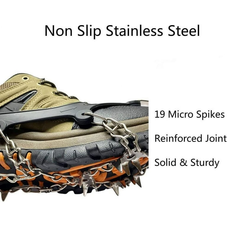 Ice Cleats for Hiking Boots and Shoes Non Slip Stainless Steel Boot Chains Shoe Ice Snow Grips Walk Traction Micro Spikes Crampons for Ice