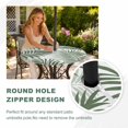 thumbnail image 4 of Round Outdoor Tablecloth with Umbrella Hole and Zipper, Green Palm Leaves Tablecloth with Elastic Waterproof, Summer Botanical Tropical Plants Patio Table Covers for 36" - 44" Picnic Pool Tables, 4 of 9