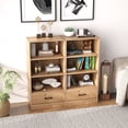 thumbnail image 2 of Topbuy 4-Tier Bookcase w/Storage Drawer Modern Storage Shelf w/3-Tier Open Shelf Freestanding Display Shelf Natural, 2 of 8