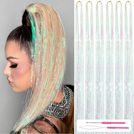 38inch 900 Strands Hair Tinsel Sparkling Glitter Tinsel Fairy Hair Extensions Heat Resistant 6Pcs (white) | Walmart Canada 38inch 900 Strands Hair Tinsel Sparkling Glitter Tinsel Fairy Hair Extensions Heat Resistant 6Pcs (white) | Walmart Canada
