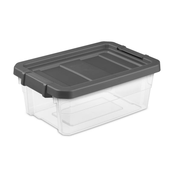 Sterilite 16 Qt. Stacker Box Plastic, Flat Gray