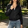 thumbnail image 6 of FDGIU Women's Stand Collar Full Zip Wind Jacket, Elastic Cuff Lightweight Casual Windproof Outer Coat with Side Hand Pockets for Running Walking Travel Daily Layering, 6 of 8