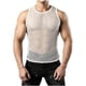 thumbnail image 1 of pstuiky Camiseta sin mangas para hombre, Blusa sin mangas con cuello redondo y diseño de red de pesca ahuecada para hombre Chaleco de hombre l, 1 of 6