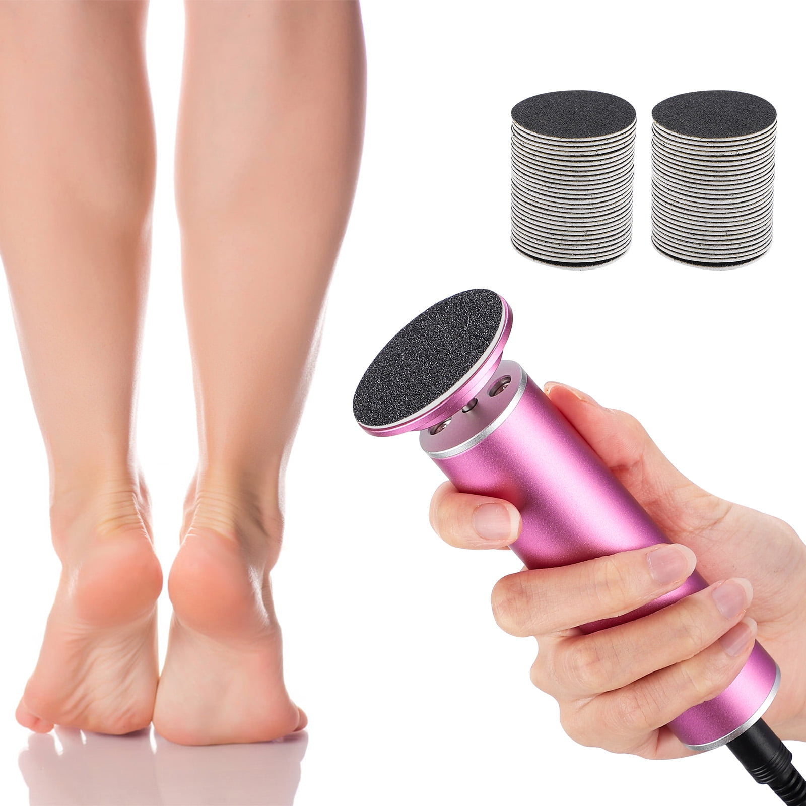 Electric Callus Remover For Feet, Rechargeable Pedicure Tool with 60pcs Sandpaper Disk, Adjustable Speed, Rechargeable Dermave Foot Callus Remover, Professional Pedicure Tools for Dry Dead Skin