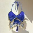 thumbnail image 2 of Tank Top for Women Dance Suit Bra Festival Dance Sling Sequined Chest Wrap (chest Pad Is Not Detachable) Womens Tops Boho Tops for Women, Color:Blue, Size:One Size, 2 of 4