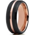thumbnail image 2 of Metal Masters Rosetone Black Brushed Titanium Ring Wedding Band Engagement Ring Grooved Beveled Edge Ring 7, 2 of 5