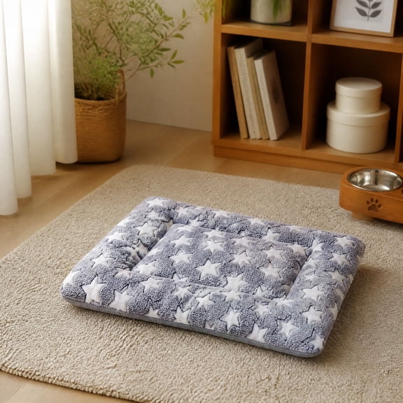 Winter Thick Warm Pet Mat, Coral Fleece Dog Bed Mat with Bolster Edge, Soft Pet Cushion Pad for Crate Kennel, Non-Slip Washable Pet Sleeping Mat for Dogs Cats, Warm Pet Bed Pet Supplies