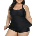 thumbnail image 2 of Firpearl Plus Size Bathing Suits for Women Two Piece Swimsuit Athletic Tankini Top with Shorts, 2 of 7