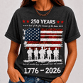 thumbnail image 2 of 250 Years Patriotic Veteran T-Shirt, 1776-2026 America Anniversary Shirt, Land Of The Free Because Of The Brave Tee, USA Flag Military Graphic Shirt, 2 of 5