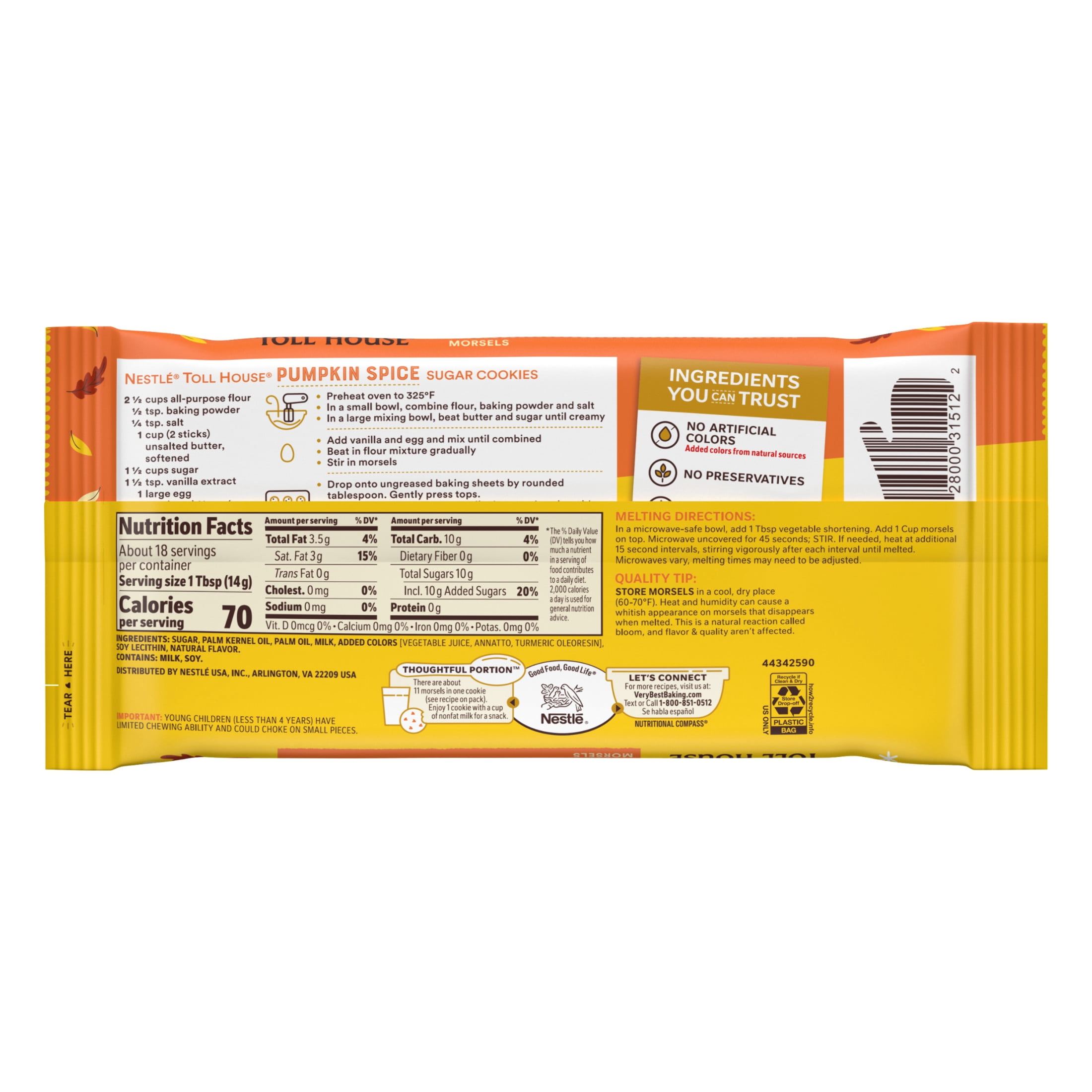 Nestle Toll House Pumpkin Spice Regular
Baking Chips, Morsels for Halloween
Baking, 9 oz Bag​