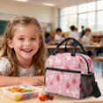 thumbnail image 4 of Xoenoiee Pink Strawberry Bow Daisy Flower Print 3 Pieces Backpack School Bag and Lunch Box Set with Pencil Case for Middle School Teenage Bookbag Heavy Duty Schoolbag Laptop Bags Daypack for Girls, 4 of 6