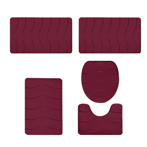Alfombras de baño, alfombras para sala de estar, alfombra de área, alfombra de baño de espuma, juego de 5 alfombras de baño para 5 piezas, alfombrillas de inodoro universales, suaves, cómodas, con abs