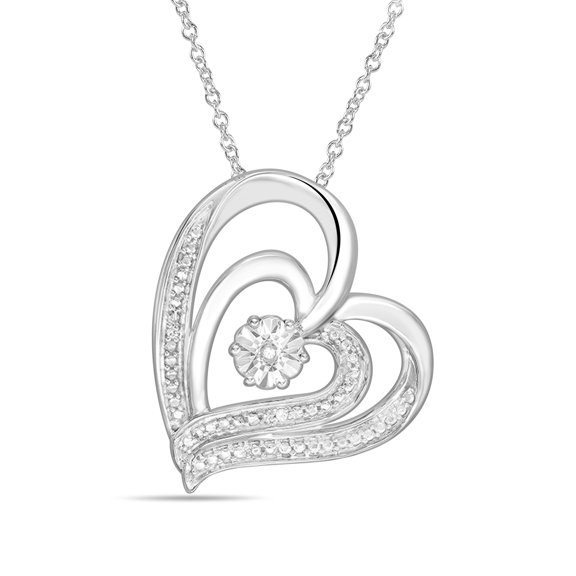 18k White Gold Plated Sterling Silver Moissanite D Color VVS1 Simulated Diamond Double Heart Pendant Necklace for Women