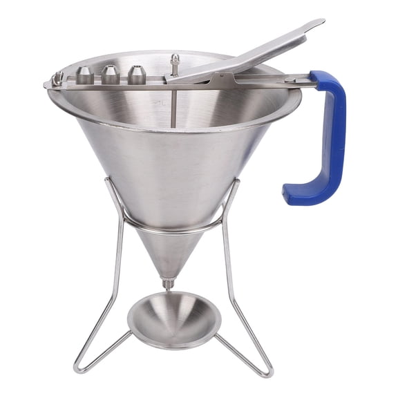 BOKYAN Stainless Steel Confectionery Funnel with Stand – Precision Batter Dispenser for Pancakes, Cupcakes & Cake Decorating