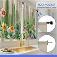 thumbnail image 4 of Cactus Floral Kitchen Curtains - Wood Vintage Small Short Cafe Tier Curtains Farmhouse Rustic Decor for Living Room Rod Pocket Window Drapes 36 Inch Length 2 Panels Set 28"x36", 4 of 5