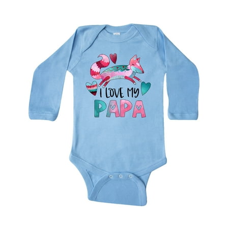 

Inktastic I Love My Papa Pink and Blue Fox with Hearts Gift Baby Boy or Baby Girl Long Sleeve Bodysuit