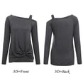 thumbnail image 4 of SWQZVT Womens Tops Cold Shoulder Long Sleeve Twist Knot Top Sexy Tunic T Shirts Casual Darkgray Blouse Size XL, 4 of 6