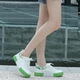 thumbnail image 6 of JABASIC Women Fashion Sneakers Low Top Comfort Lace-Up Platform Shoes (11,White/Green), 6 of 6