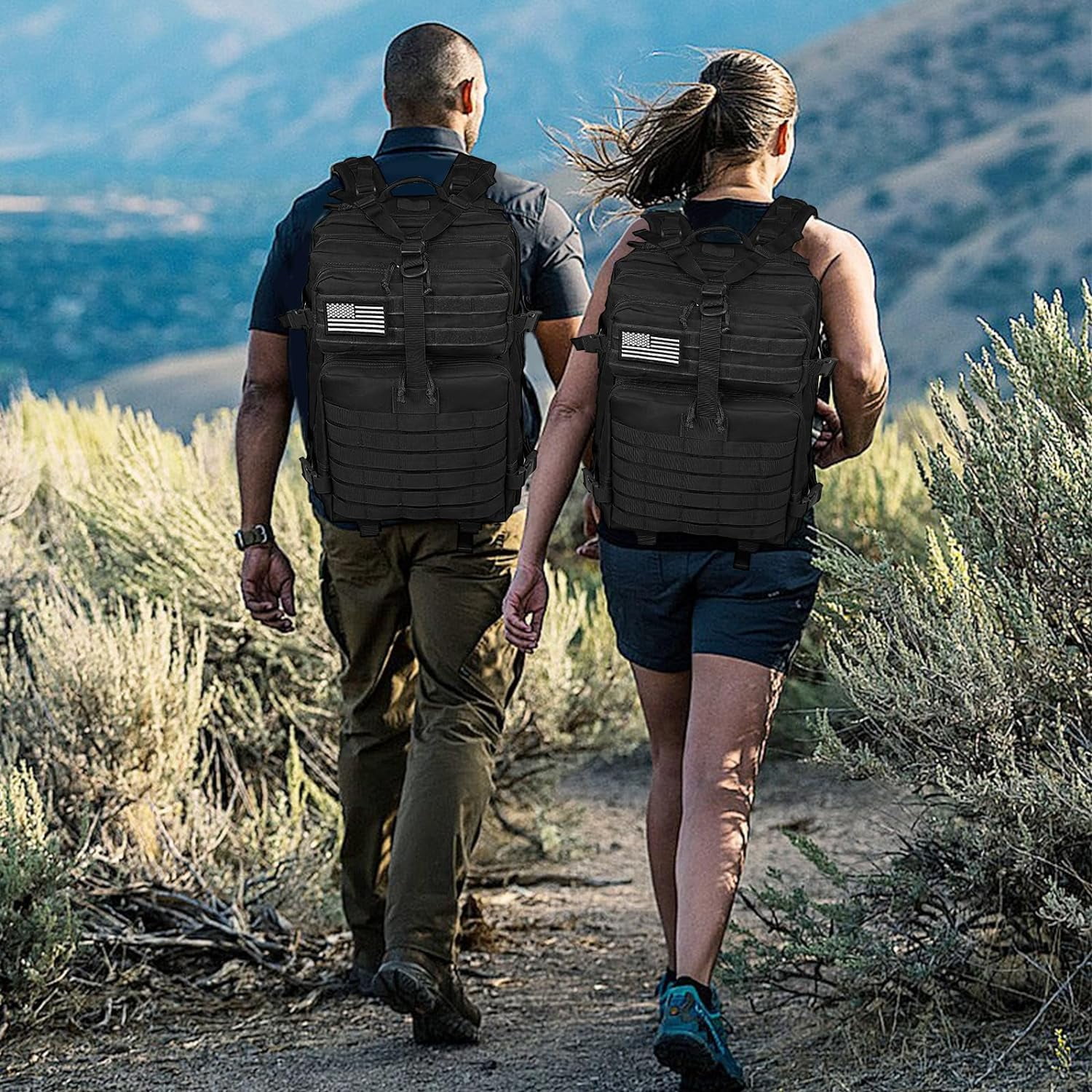 WOLT | 50L Durable Backpack--Durable 900D Nylon with Molle System & Laptop Compartment Large Hiking Backpacks Black