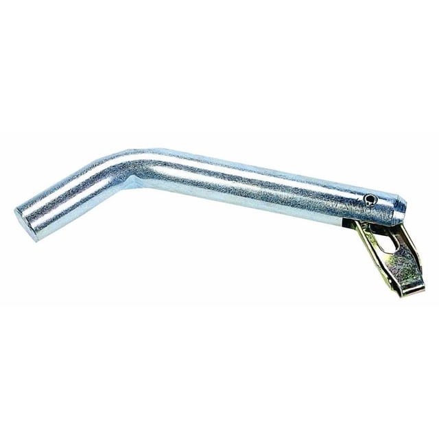 JR Trailer Hitch Pin 01034 Bent Pin; 5/8 Inch Diameter; 2-5/8 Inch Usable Length; For Use With Class I/II/III Style Hitches; Chrome Plated; Steel; With Spring Loaded Swivel Security Clip