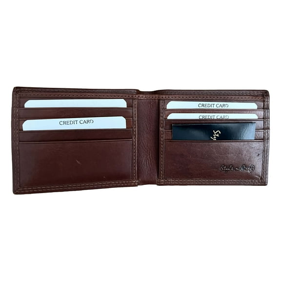 301722-BN Slim Bifold Leather Wallet in Dark Tan | Style n Craft