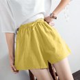 thumbnail image 4 of Idoravan Shorts for Women Clearance Women's Shorts High Waist Linen Loose Casual Thin Wide Leg Linen Shorts, 4 of 8