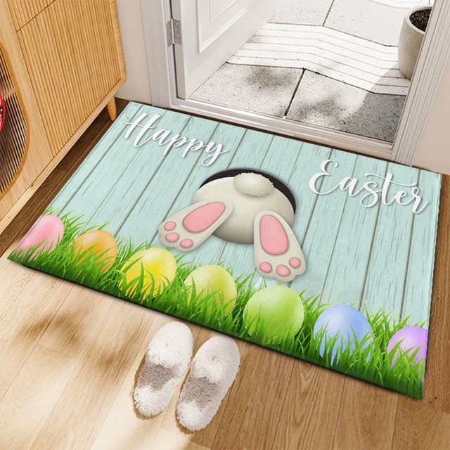 Ovzne Easter Bunny Holiday Decoration Floor Mat Entry Door Mat Home Entry Foot Mat On Clearance