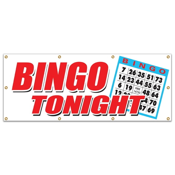 36"x96" BINGO TONIGHT BANNER SIGN public welcome free cards cash play win