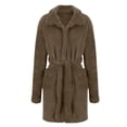 thumbnail image 5 of Bxsruta Womens Plush Fleece Bathrobe Soft Fluffy Sleepwear Long Sleeve Housecoat with Pockets, 5 of 6