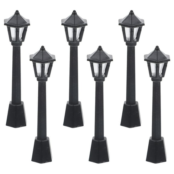 MOKKHNB 6Pcs Miniature House Lights Black Plastic for Dollhouse Garden Decoration