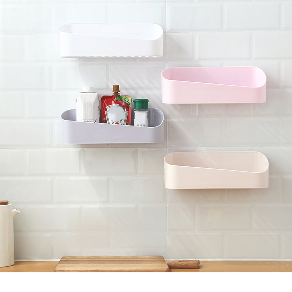 Details about   Wall Mounted Self Adhesive Organiser Hanging Storage Box Bath Container Apricot 