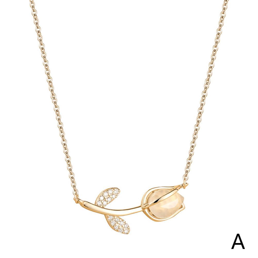 ZZkhGO Sweet Heart Crystal Pendant Necklace, Dainty Crystal