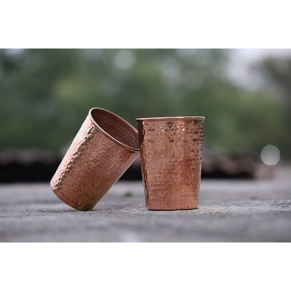 Pure Copper Vintage Water Tumbler Cups Glasses (Set of 2)