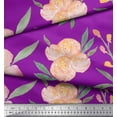 thumbnail image 3 of Soimoi Purple Cotton Poplin Fabric Leaves & Peach Floral Watercolor Print Fabric by The Yard 42 Inch Wide, 3 of 3