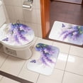 thumbnail image 4 of Lavender Bath Mat 3 Piece Bathroom Rug Set, Watercolor Purple White Floral Botanical Butterfly Non Slip Bath Rug Contour Mat and Toilet Lid Cover, Absorbent Shower Mats Soft Bath Rugs and Mats Sets, 4 of 8