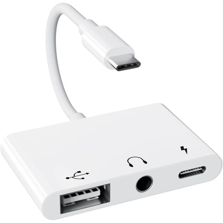 USB-C Camera Adapter and 3.5mm Headphone Audio Jack Adapter with 60W PD Fast Charging, 3 in 1 USB OTG Adapter for iPhone 15, iPad Pro,Galaxy S22 S21 S20/Note 20,Pixel 4 3 XL,Huawei