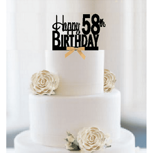 Item058ctgr Happy 58th Birthday Elegant Cake Decoration Topper With