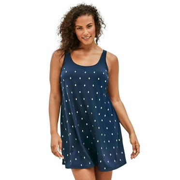 Swim 365 Women's Plus Size Studded Trapeze Swim Dress