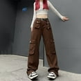 thumbnail image 3 of Vedolay Trousers Women's V Cross Waist Tummy Control Casual Bootcut Pants,Coffee L, 3 of 5