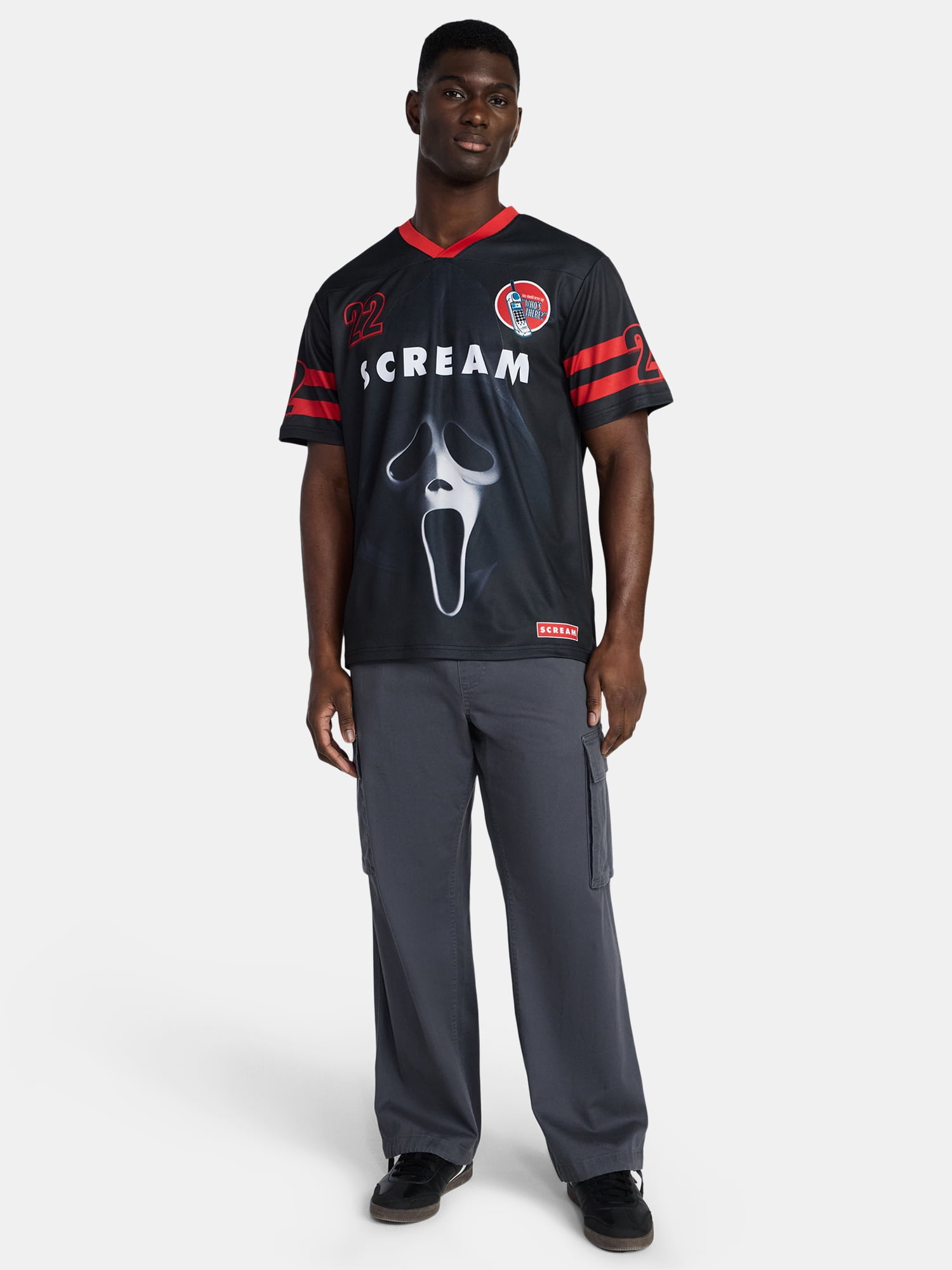 Scream Ghostface Men's and Big Men's Front Back Graphic Soccer Jersey with Short Sleeves, Sizes XS-3XL